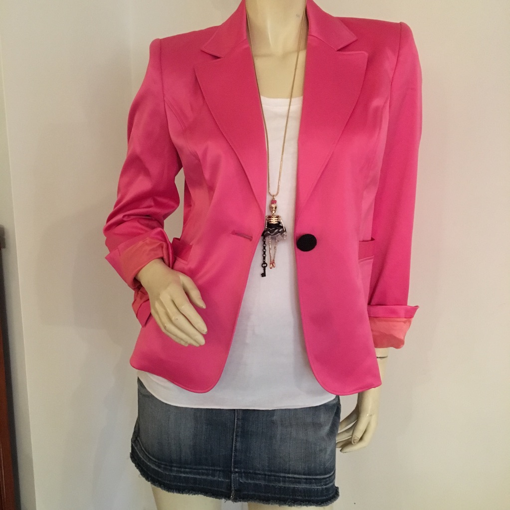 Hot Pink Blazer With Single Button Closure Size 4